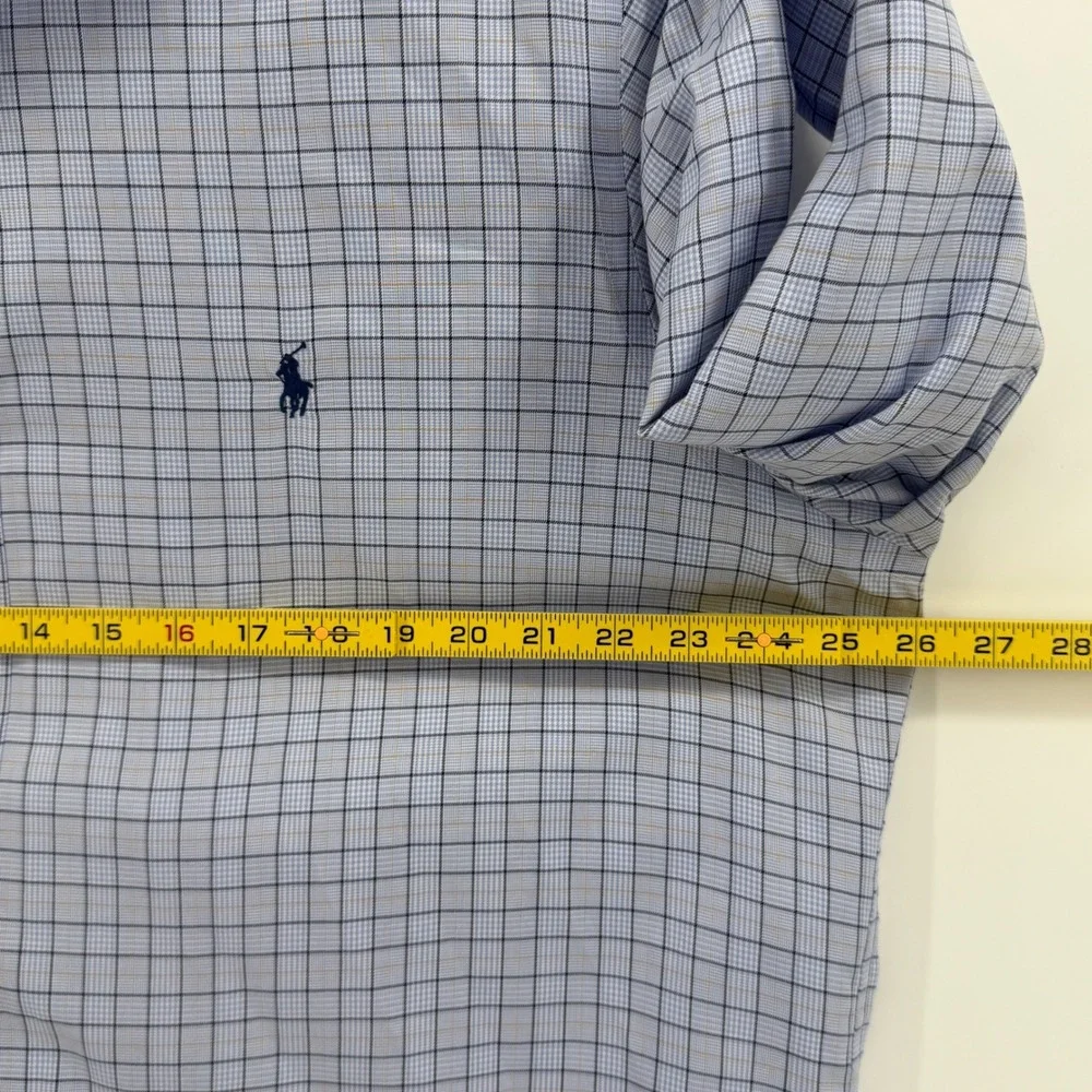 Polo Ralph Lauren Mens XL Blue Check Easy Care Stretch Button Down Dress Shirt